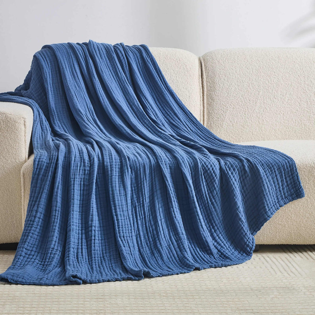 Klassische Decke mit Monogramm aus 100 % Musselin-Baumwolle