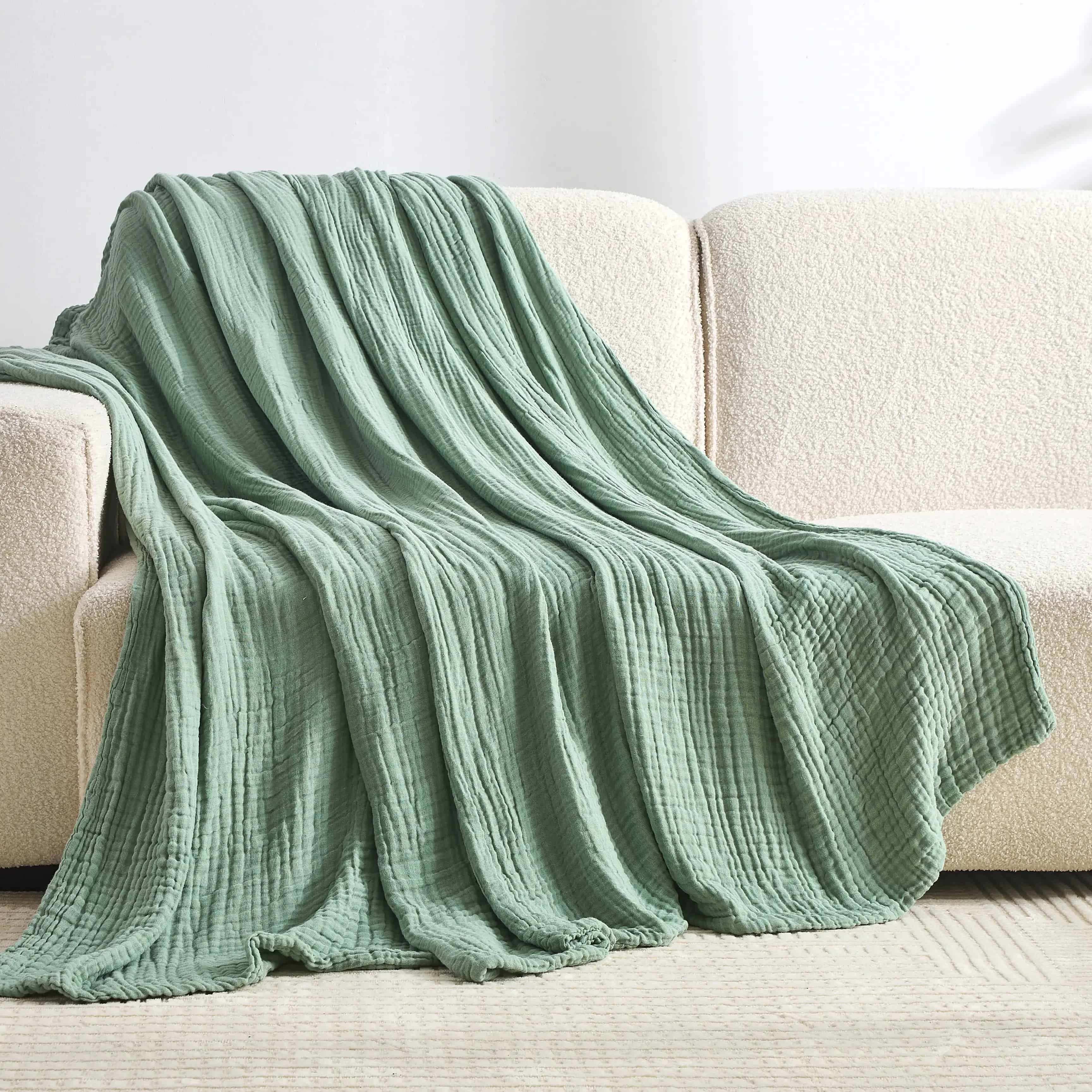Klassische Decke mit Monogramm aus 100 % Musselin-Baumwolle