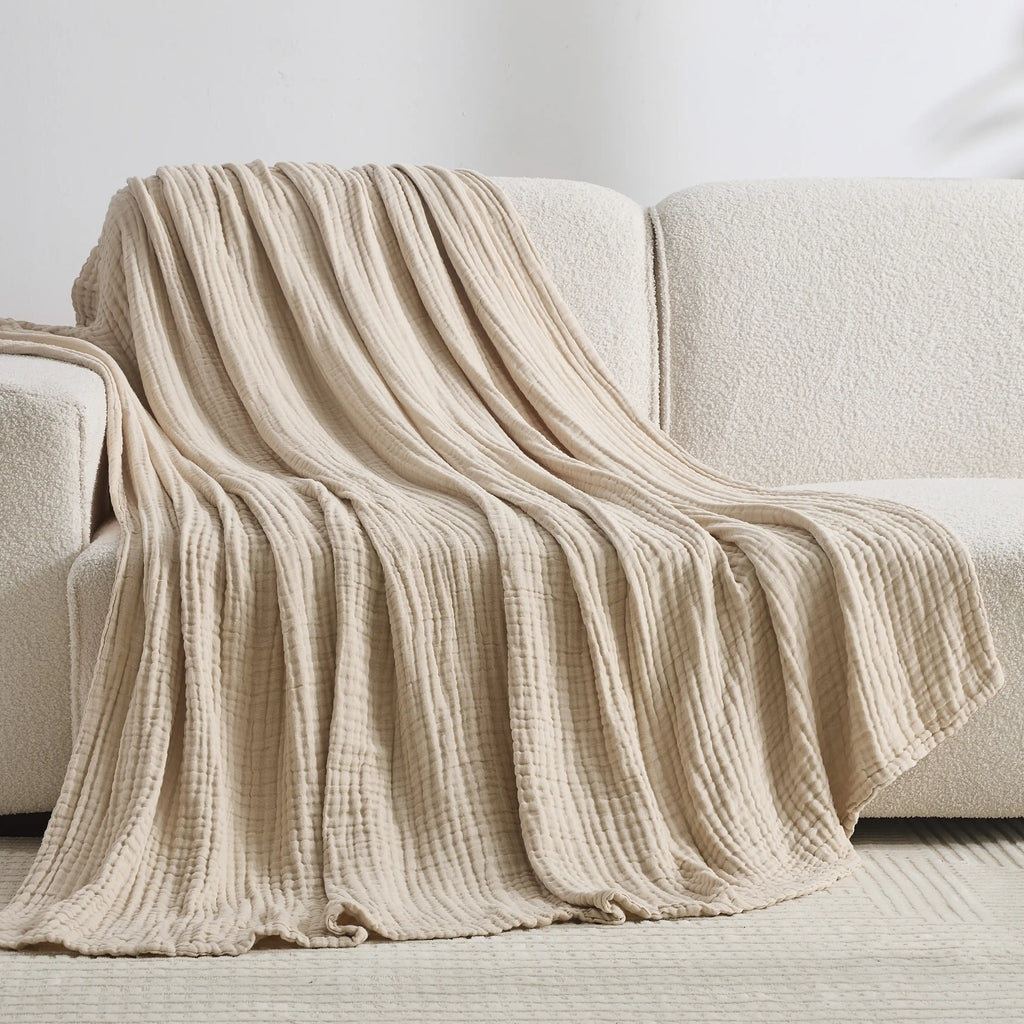 Klassische Decke mit Monogramm aus 100 % Musselin-Baumwolle