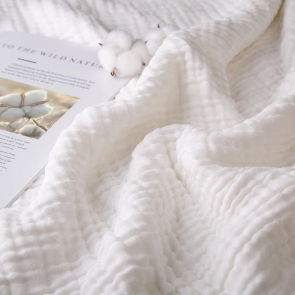 Klassische Decke mit Monogramm aus 100 % Musselin-Baumwolle
