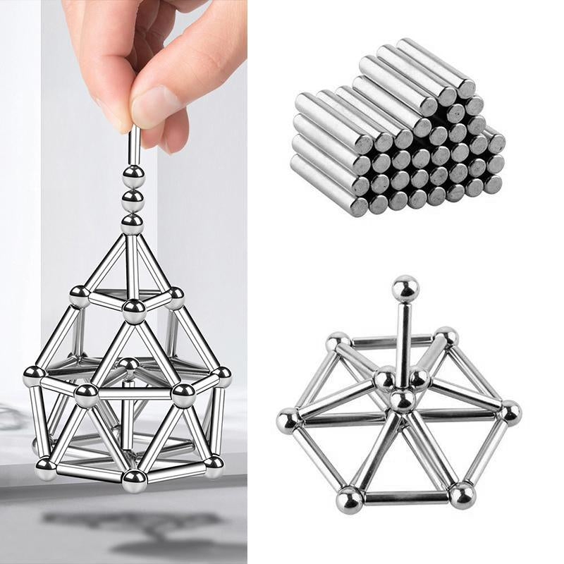 Magnetická stavebnice — 72 spojovacích tyčinek a 54 kuliček