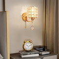 Elegant Crystal Wall Sconce With Pull Chain for Bedroom | Orntli