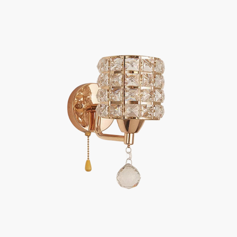 Elegant Crystal Wall Sconce With Pull Chain for Bedroom | Orntli