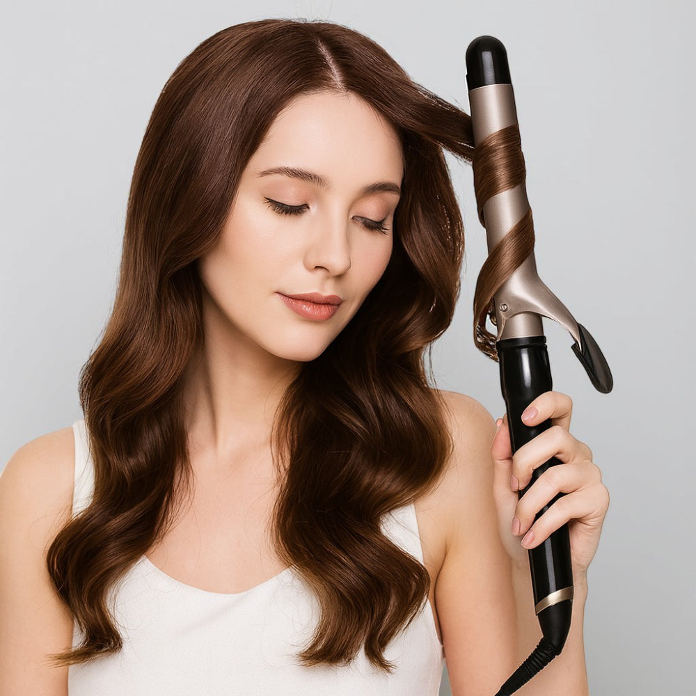 Corded Ceramic Curling Iron — Built-In Safety Clamp, Friction-Reducing Coating