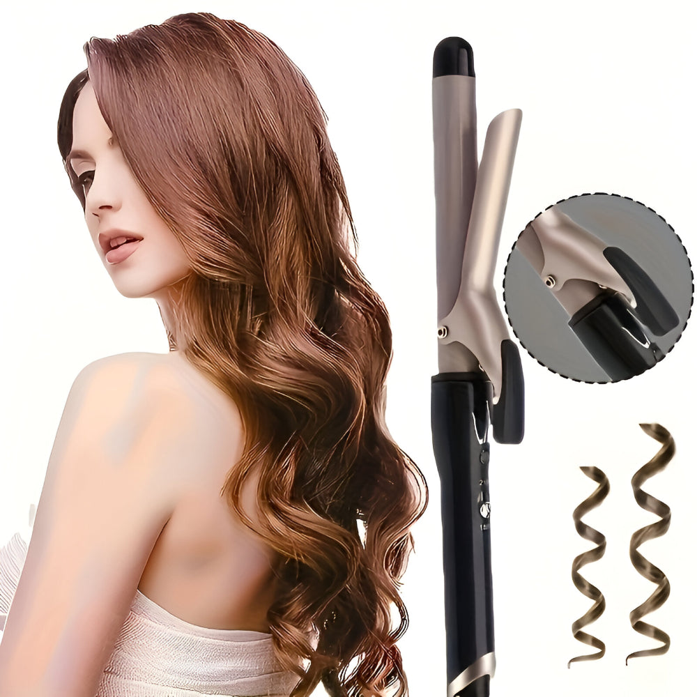 Corded Ceramic Curling Iron — Built-In Safety Clamp, Friction-Reducing Coating
