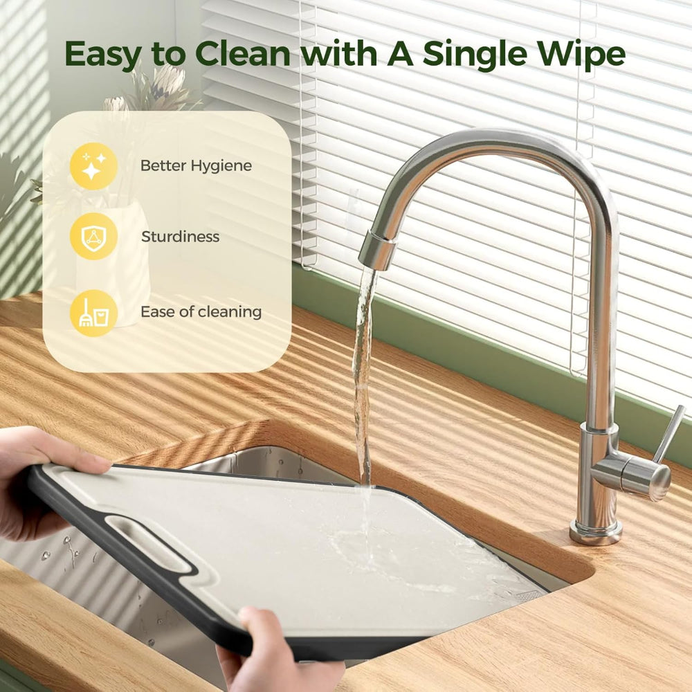 Oboustranné kuchyňské prkénko z nerezové oceli a plastu