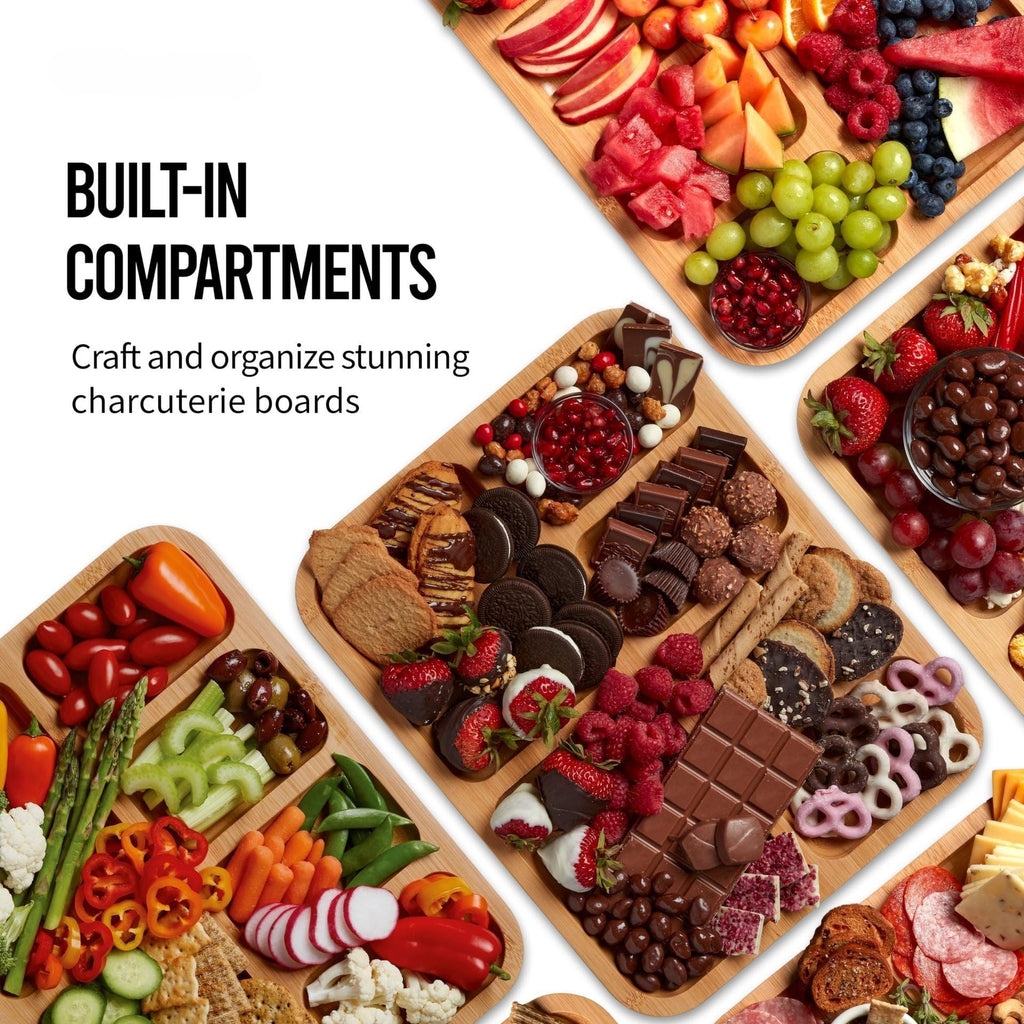 Planche à découper, plateau de présentation en bambou pour charcuterie avec couvercle verrouillable | Meowbutter