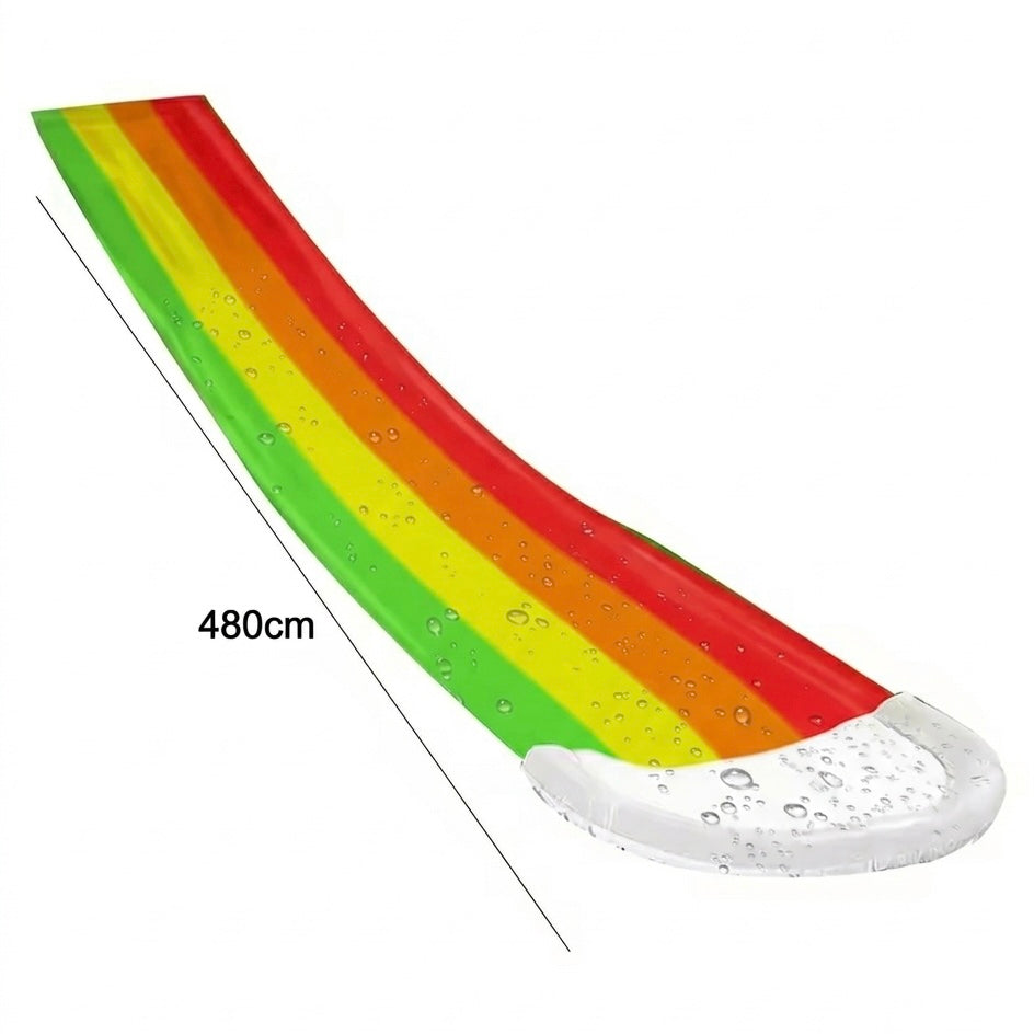 Toboggan d'eau de jardin - 480×76 cm - Pulvérisation intégrée - Piscine éclaboussante - Sans gonflage - À partir de 8 ans | meowbutter