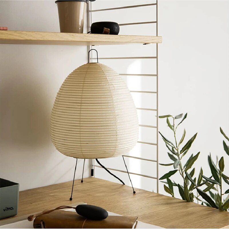 Minimalist Zen Table Lamp — Handformed Rice Paper Shade