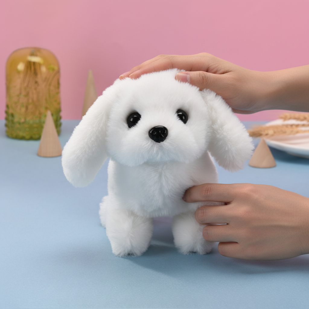 Brinquedo interativo de cãozinho de peluche — Animal de peluche macio que anda e ladra