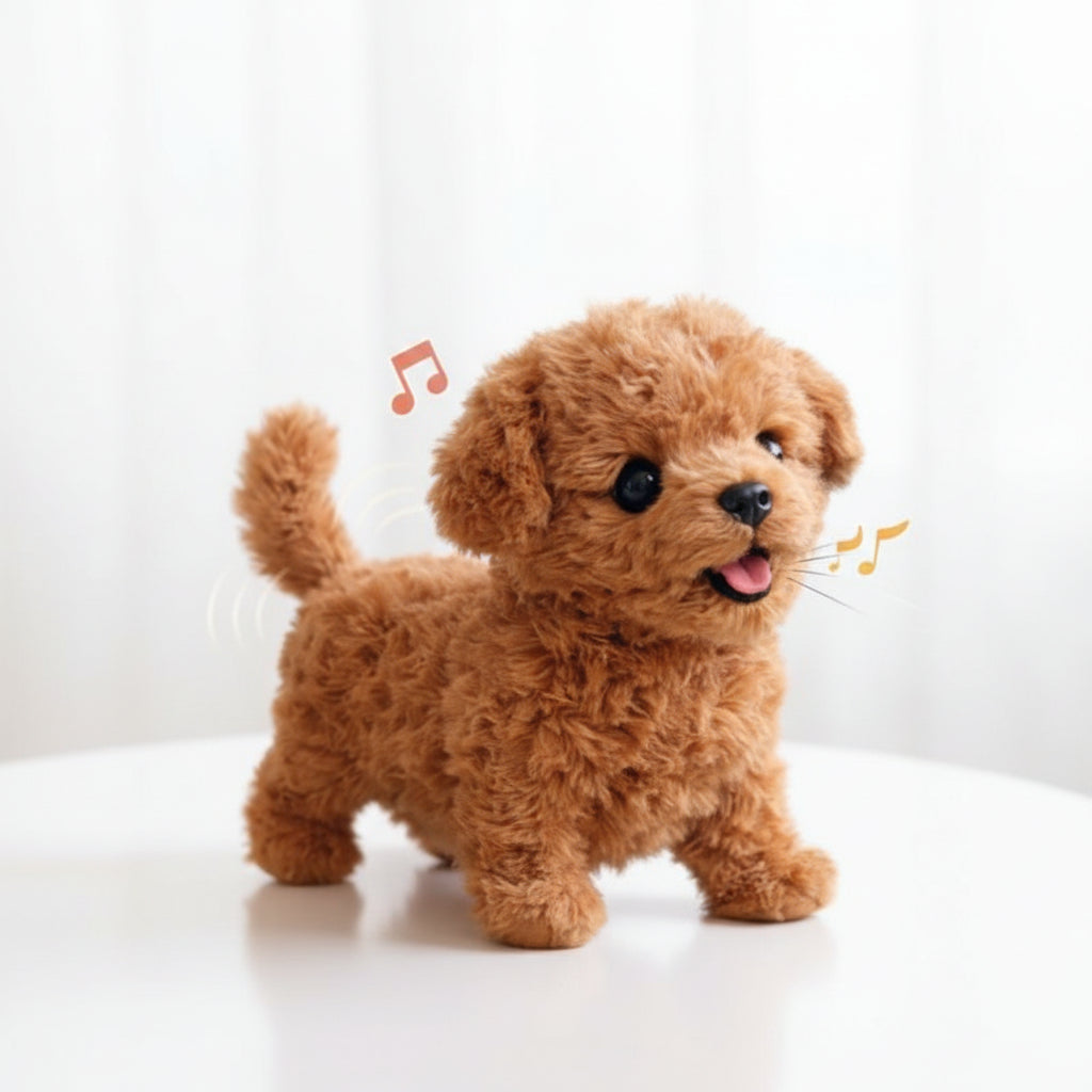 Brinquedo interativo de cãozinho de peluche — Animal de peluche macio que anda e ladra