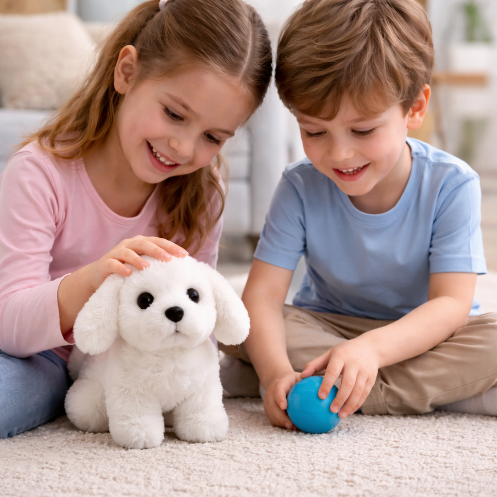 Brinquedo interativo de cãozinho de peluche — Animal de peluche macio que anda e ladra