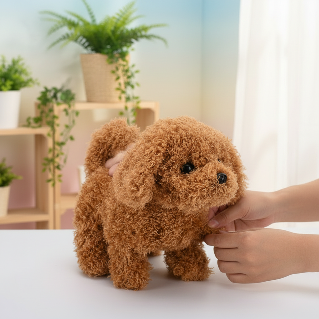 Brinquedo interativo de cãozinho de peluche — Animal de peluche macio que anda e ladra
