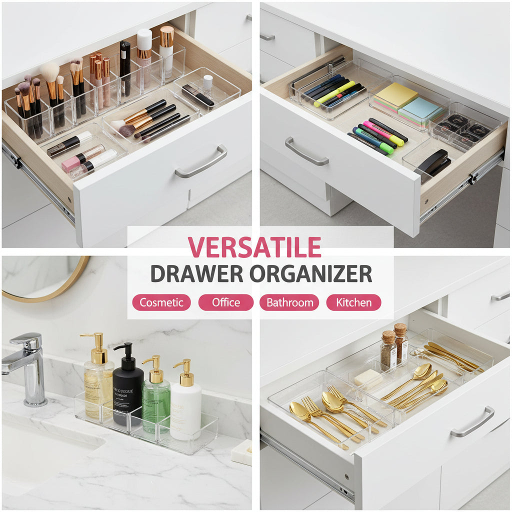 Set di 25 vaschette organizer in plastica per cassetti — Scomparti componibili