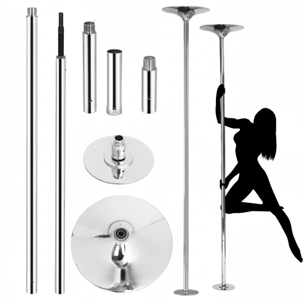 Dual-Mode Chrome Steel Dance Pole — Spinning and Static