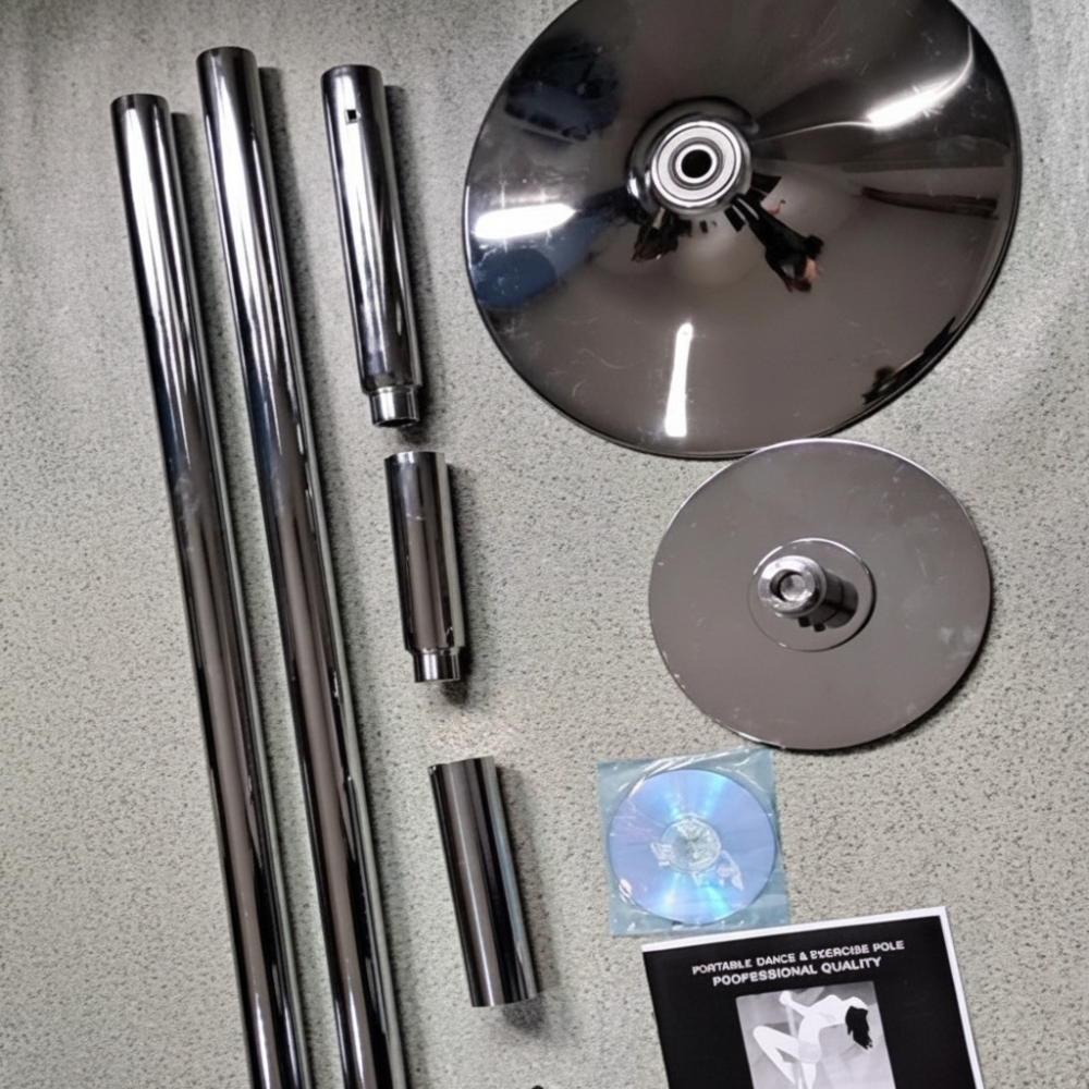 Dual-Mode Chrome Steel Dance Pole — Spinning and Static