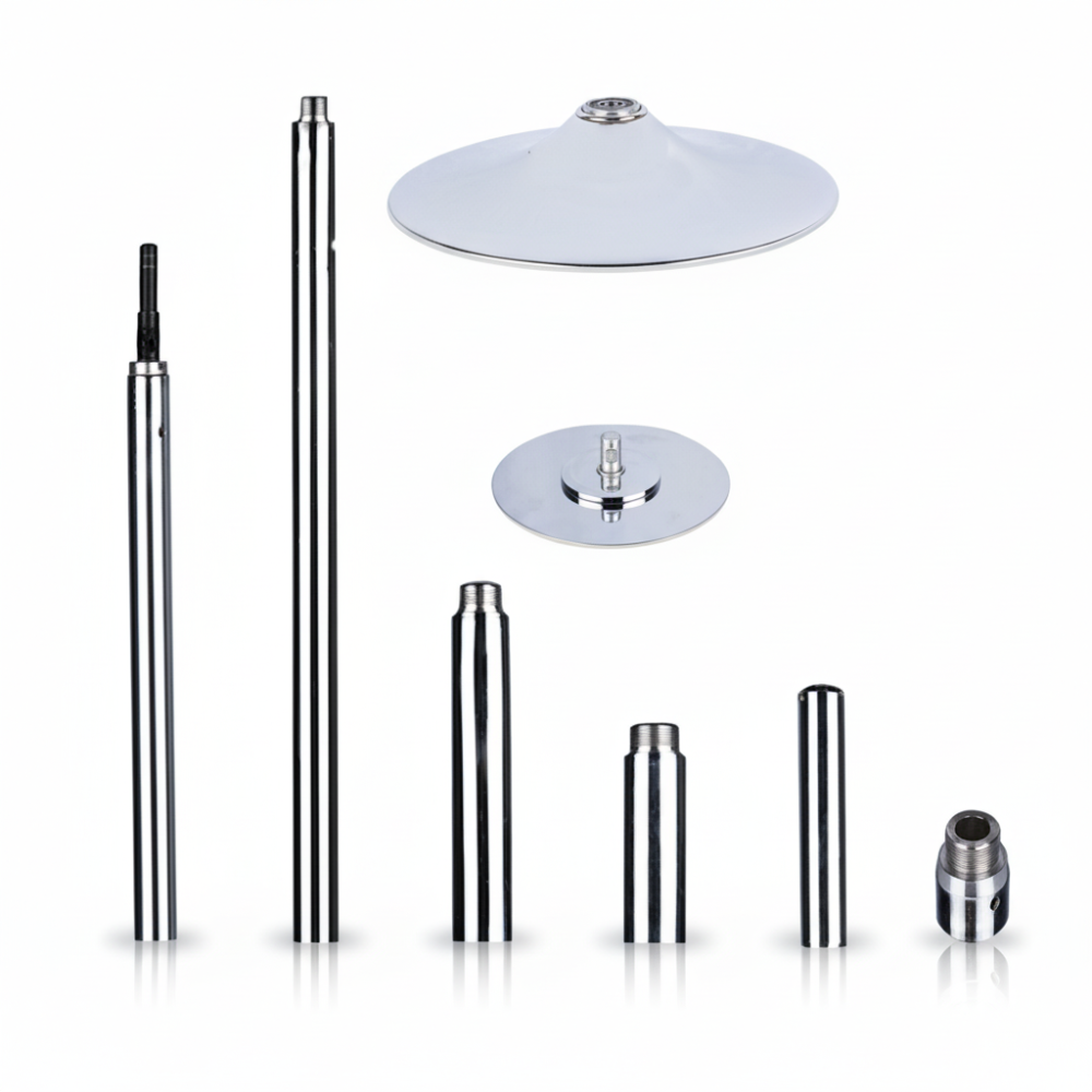 Dual-Mode Chrome Steel Dance Pole — Spinning and Static