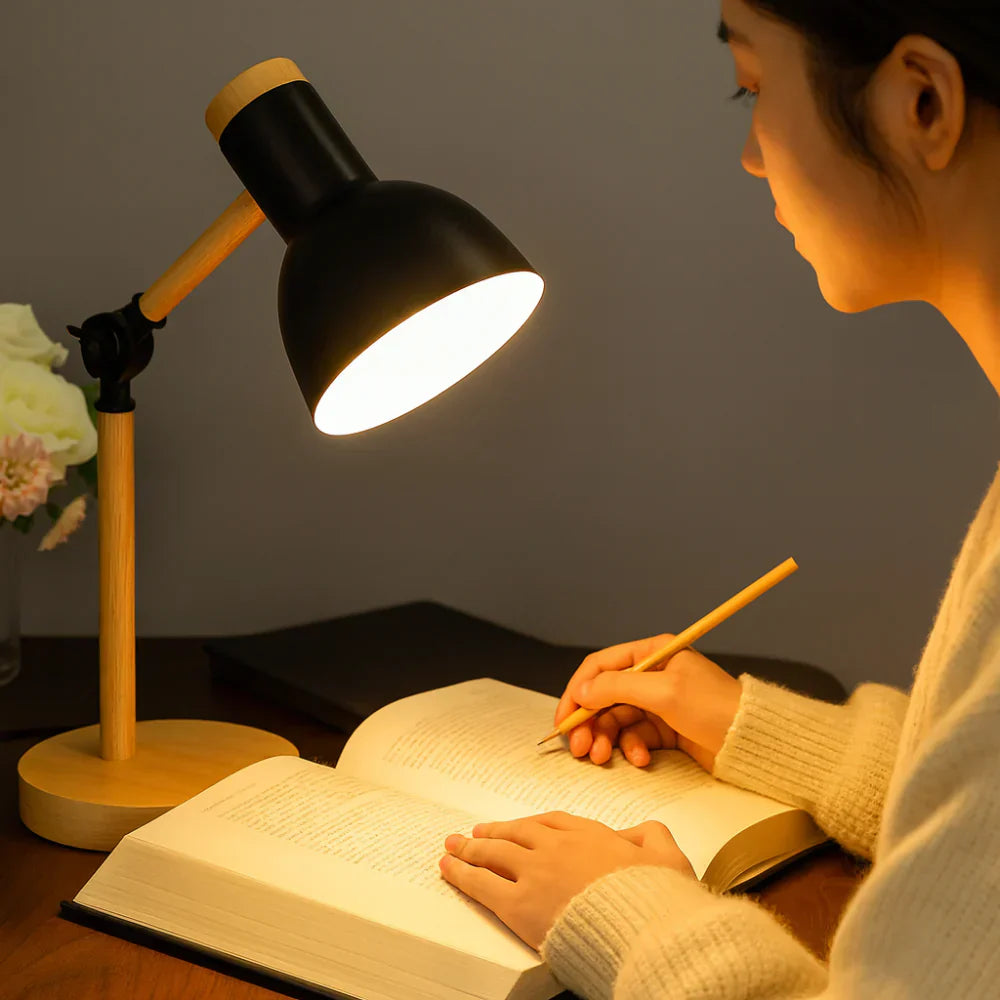 Verstellbare Schreibtischlampe aus Holz im nordischen Stil | Meowbutter