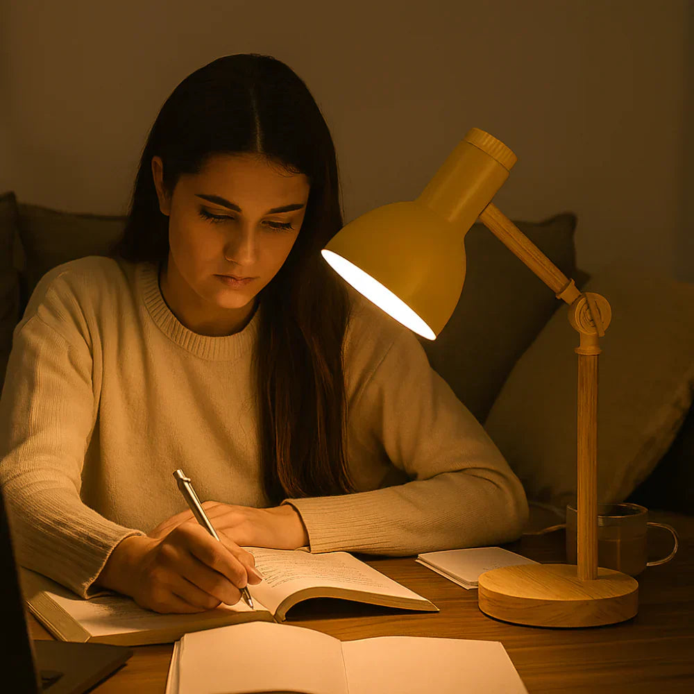 Verstellbare Schreibtischlampe aus Holz im nordischen Stil | Meowbutter