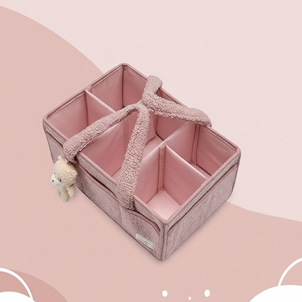 Organizér na plenky z plyšového šerpy, úložný koš pro miminko | Meowbutter