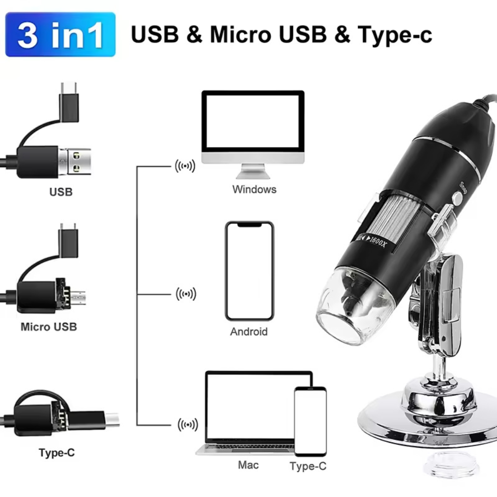 Digitalmikroskop, tragbar, USB, HD-Lupe für Mobiltelefone | Meowbutter