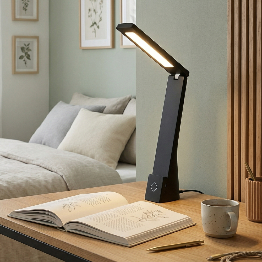 Schwarze Aluminium Schreibtischlampe Dimmbar und Klappbar für Moderne Räume  