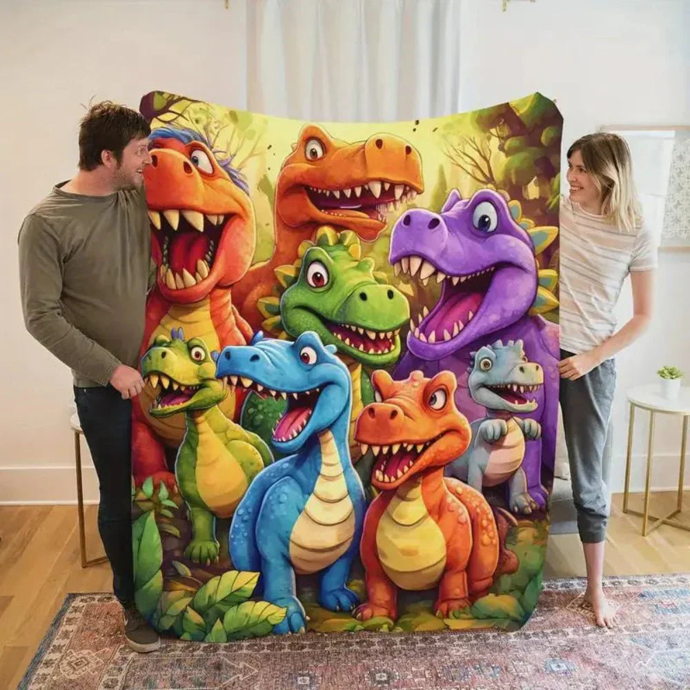 Kids Throw Blanket Colorful Dinosaur Cartoon Soft Fleece Bed Blanket | Meowbutter
