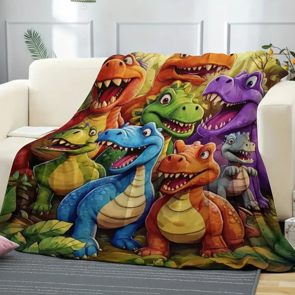 Kids Throw Blanket Colorful Dinosaur Cartoon Soft Fleece Bed Blanket | Meowbutter