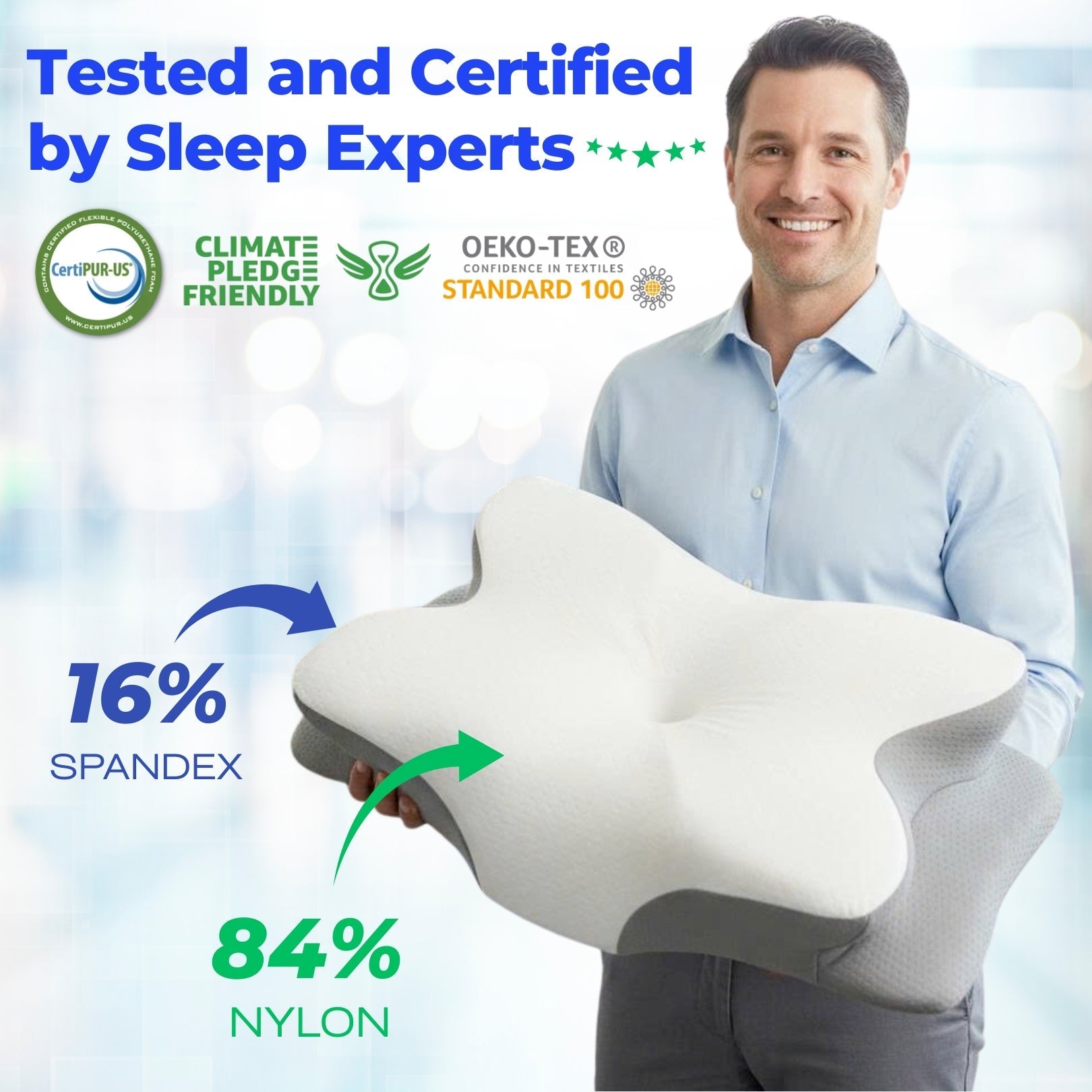 Ultra Cooling Pillow With Contoured Memory Foam For Restful Sleep