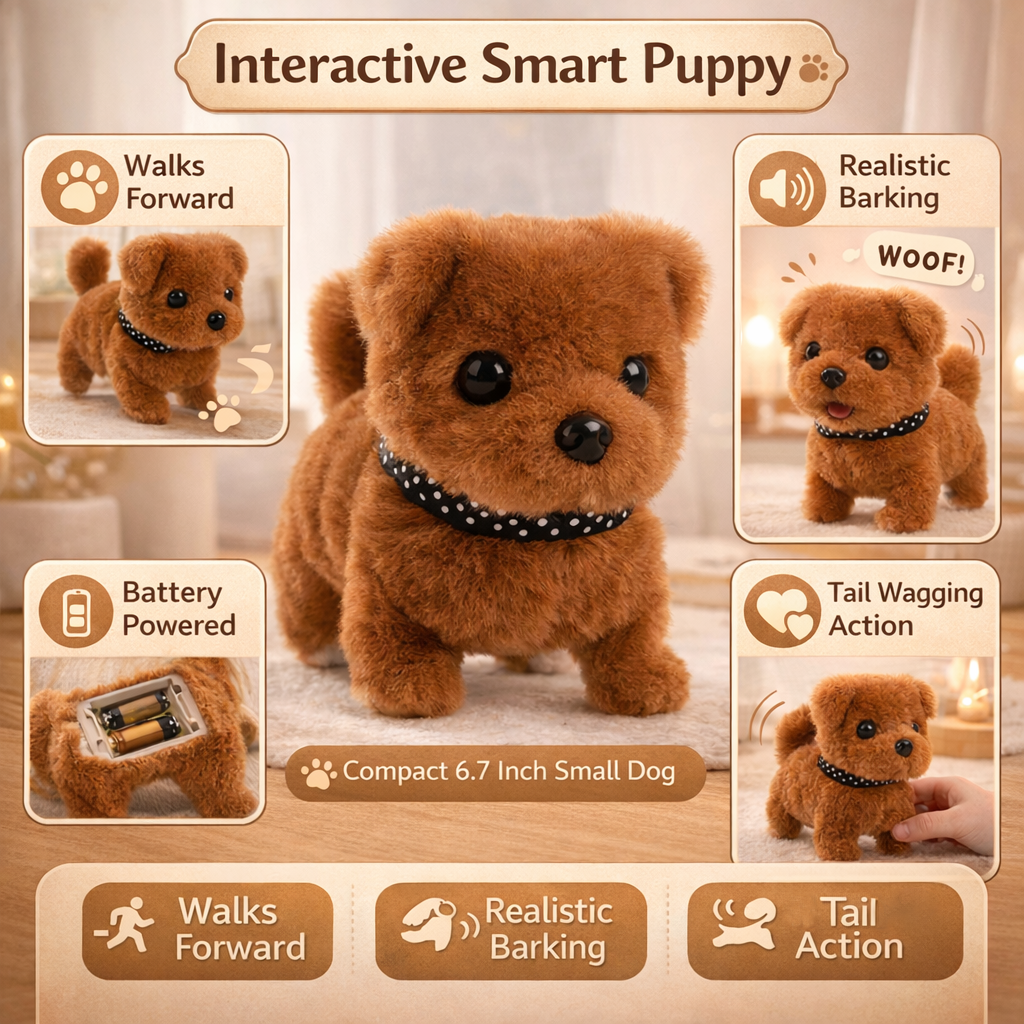 犬用おもちゃ インタラクティブな子犬型ロボットぬいぐるみ 歩行・鳴き声機能付きペット | Meowbutter