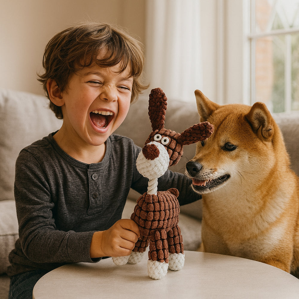 Dog Toy Rope Animal Chew Squeaker | Meowbutter
