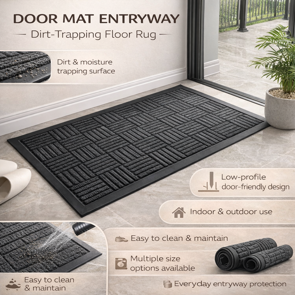 Door Mat Entryway Dirt Trapping Floor Rug | Meowbutter