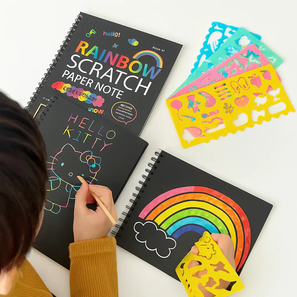 Set de manualidades de arte con rayado arcoíris en papel para dibujar | Meowbutter