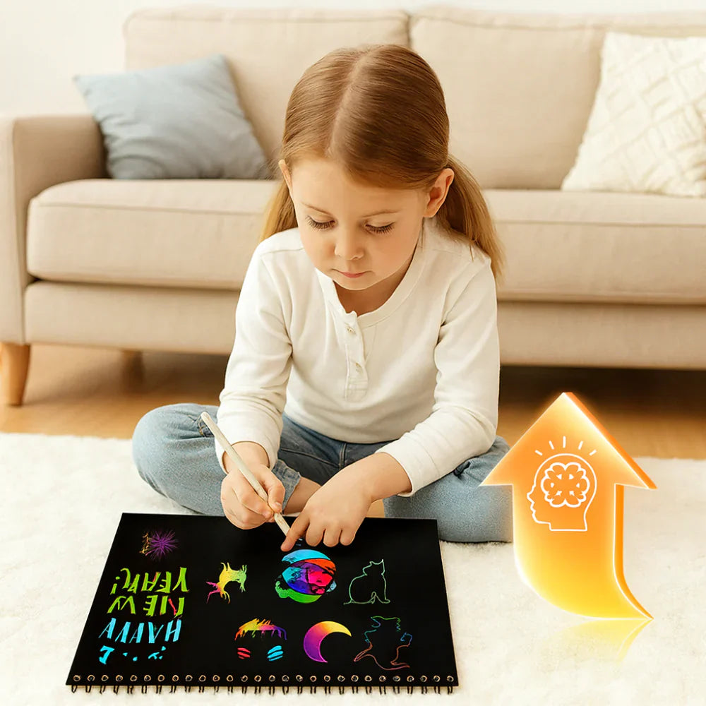 Set de manualidades de arte con rayado arcoíris en papel para dibujar | Meowbutter