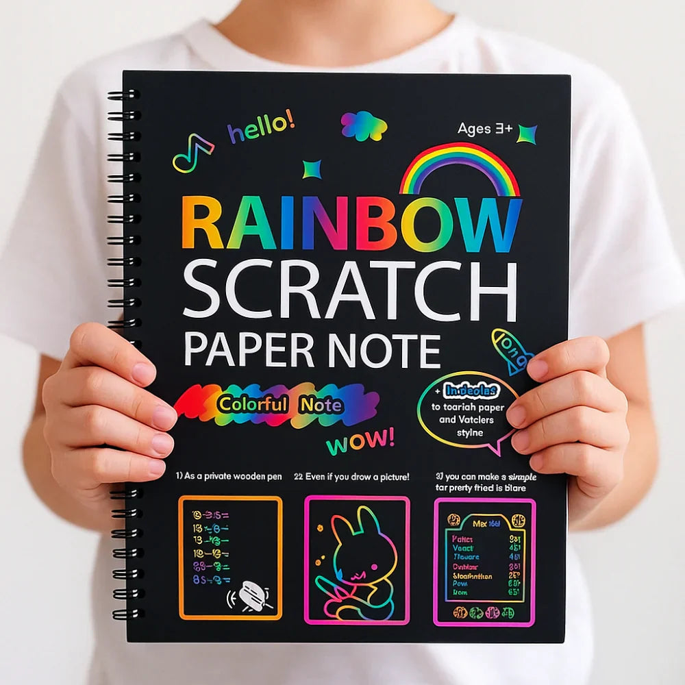Set de manualidades de arte con rayado arcoíris en papel para dibujar | Meowbutter