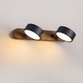 Duo Wall Sconce With Black Travertine And Wood Modern Fixture