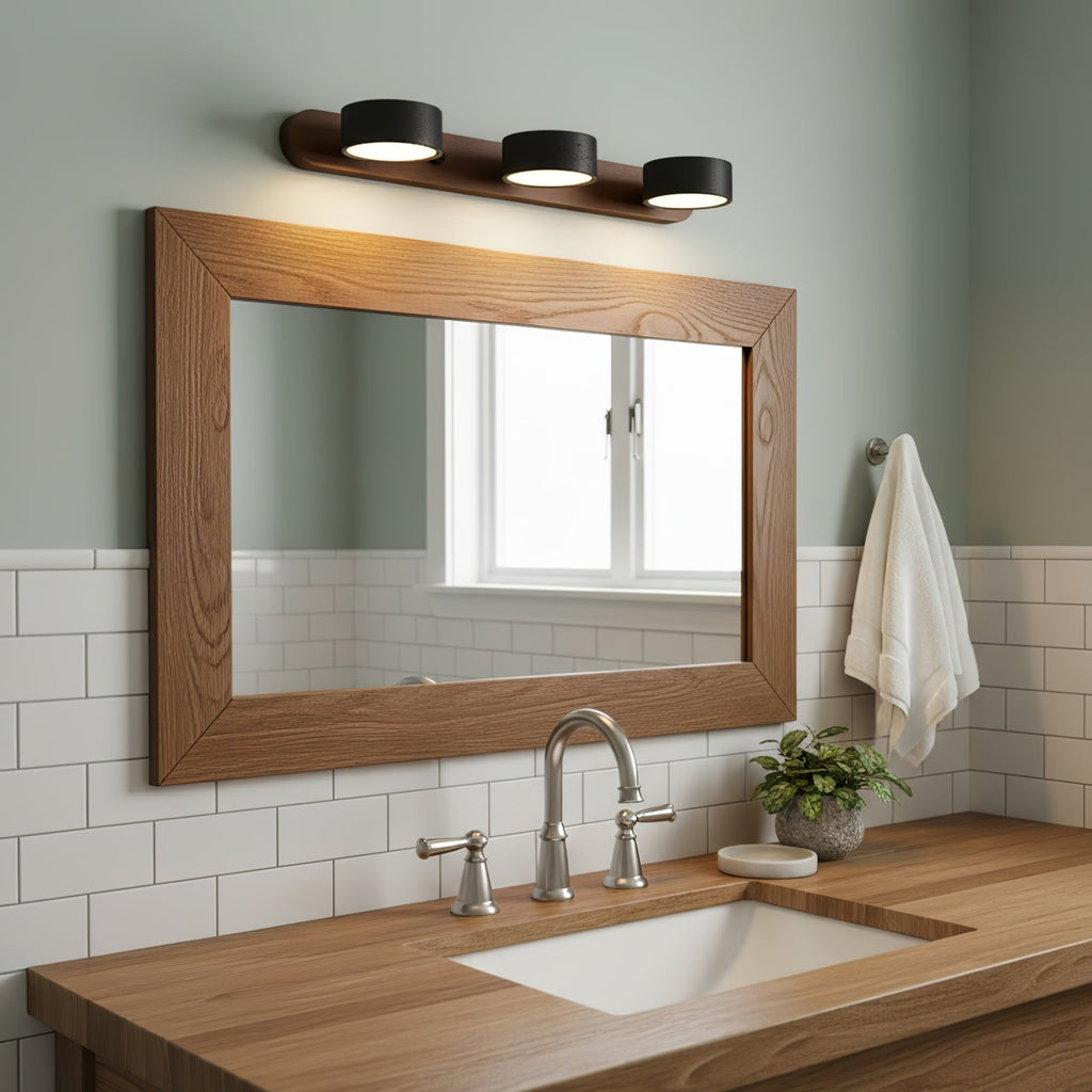 Duo Wall Sconce With Black Travertine And Wood Modern Fixture