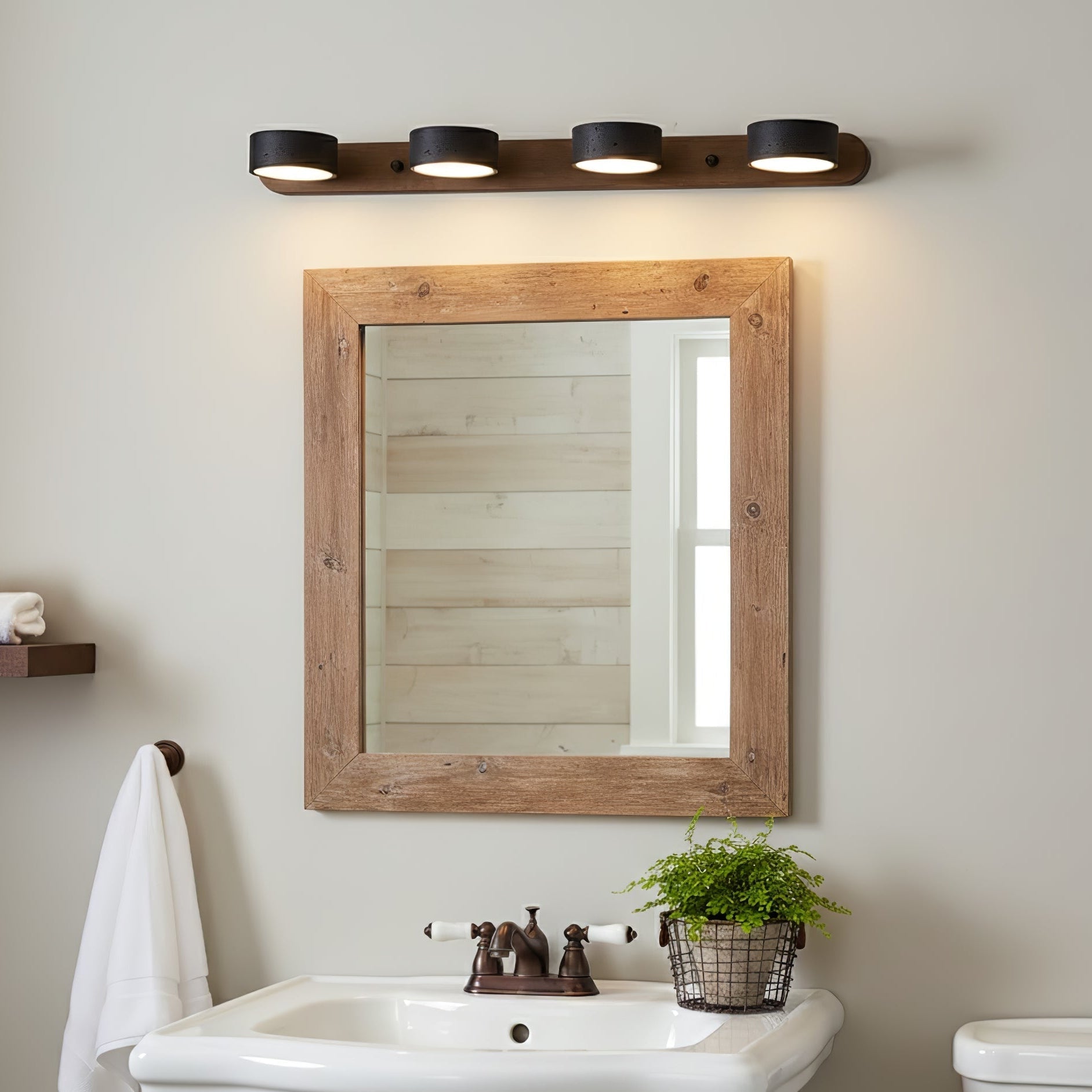 Duo Wall Sconce With Black Travertine And Wood Modern Fixture