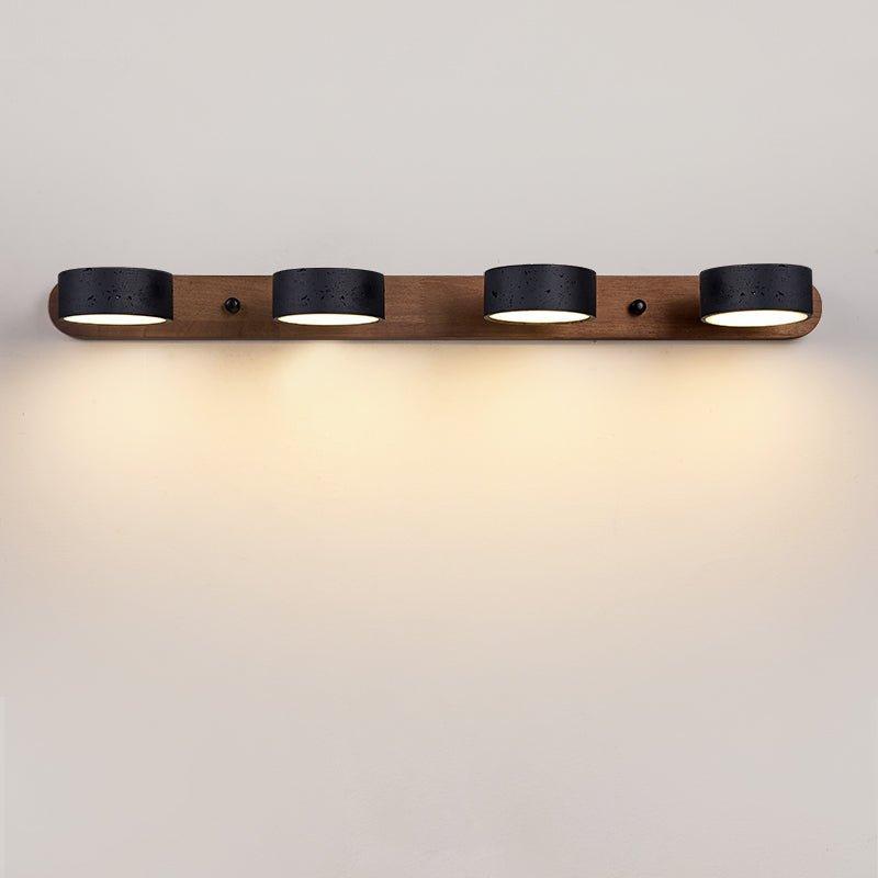 Duo Wall Sconce With Black Travertine And Wood Modern Fixture