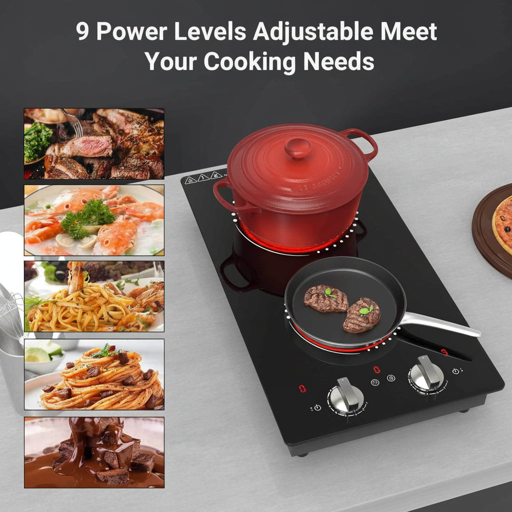 Electric Cooktop Double Burner Portable Knob Control Stove | Meowbutter