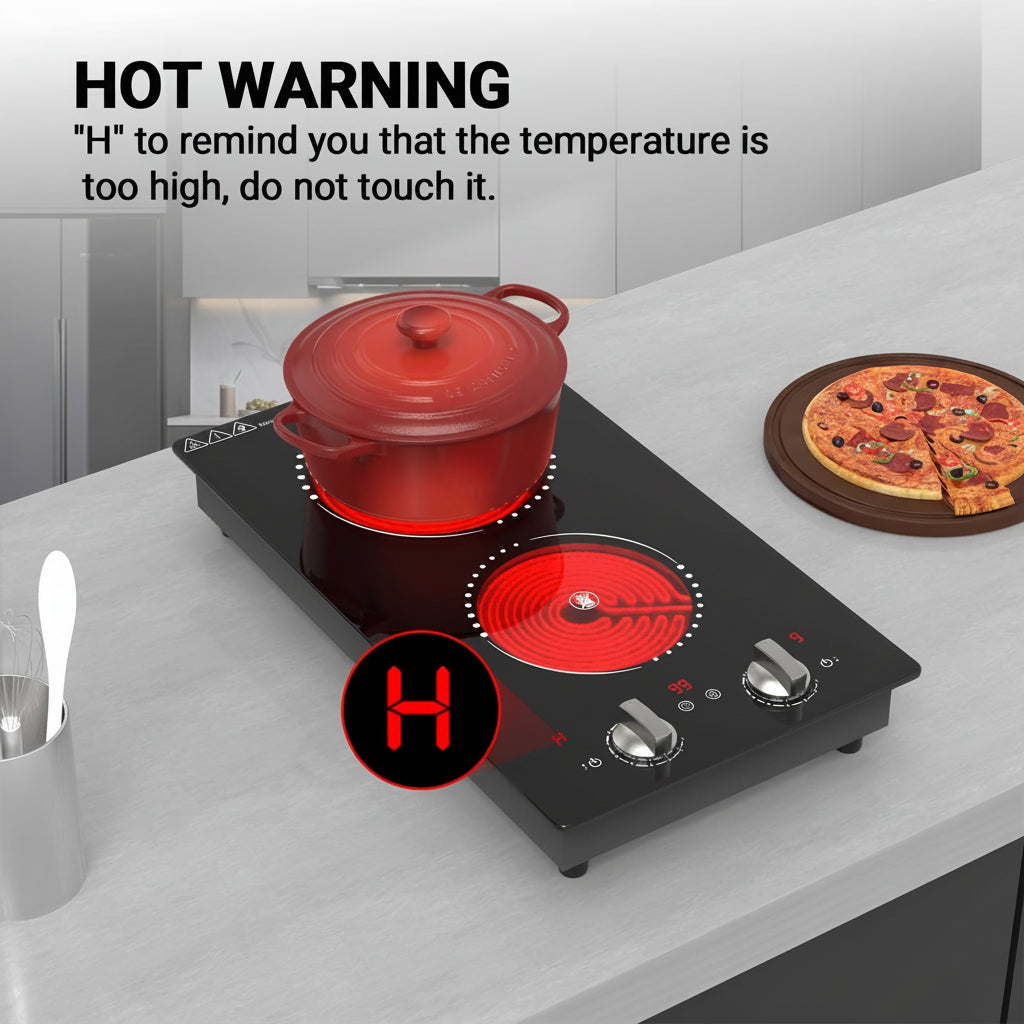 Electric Cooktop Double Burner Portable Knob Control Stove | Meowbutter