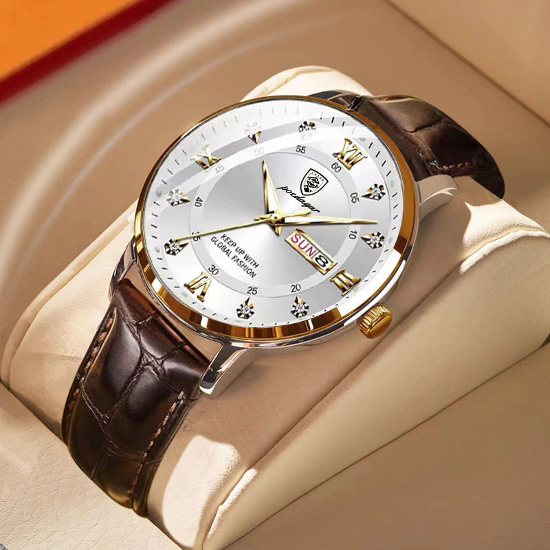 Men's Waterproof Wrist Watch - Luminous Display - Classic Stainless Steel Design | meowbutter