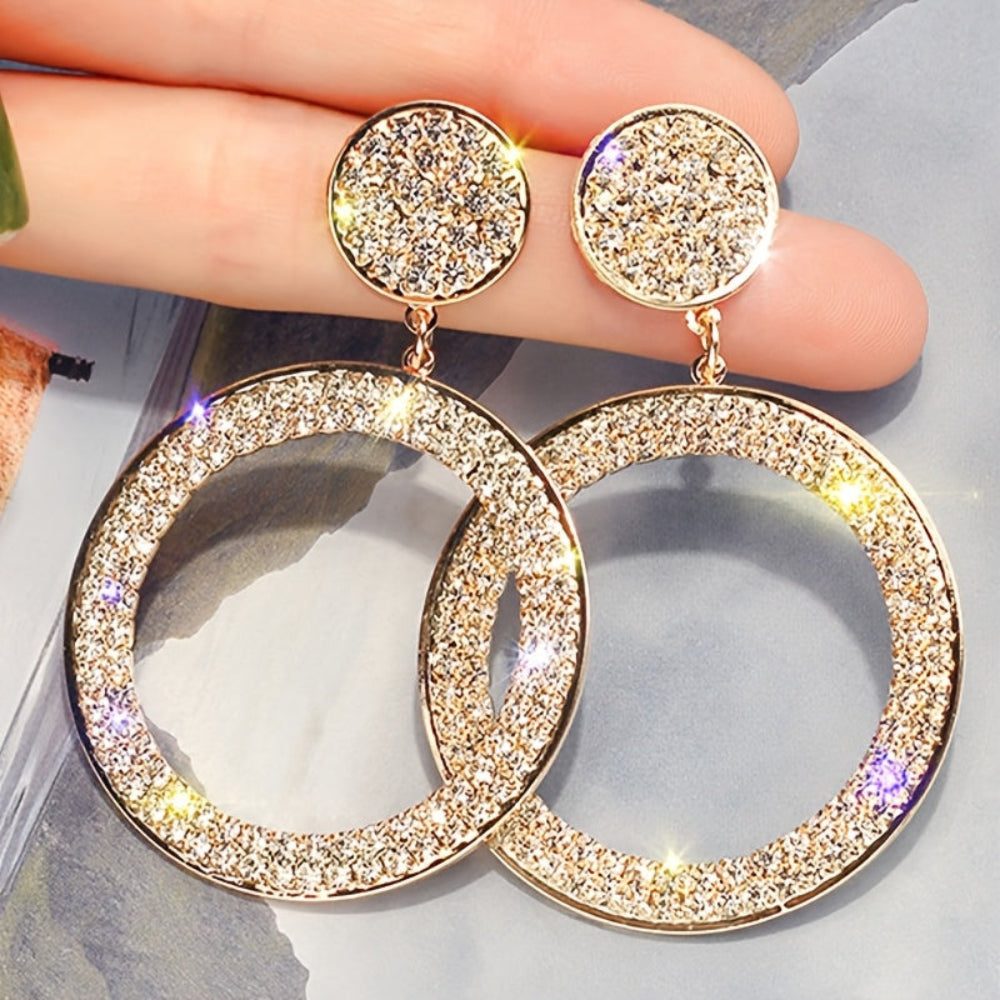 Orecchini regalo per la Festa della Mamma, cerchi dorati con strass, gioielli vistosi | Meowbutter