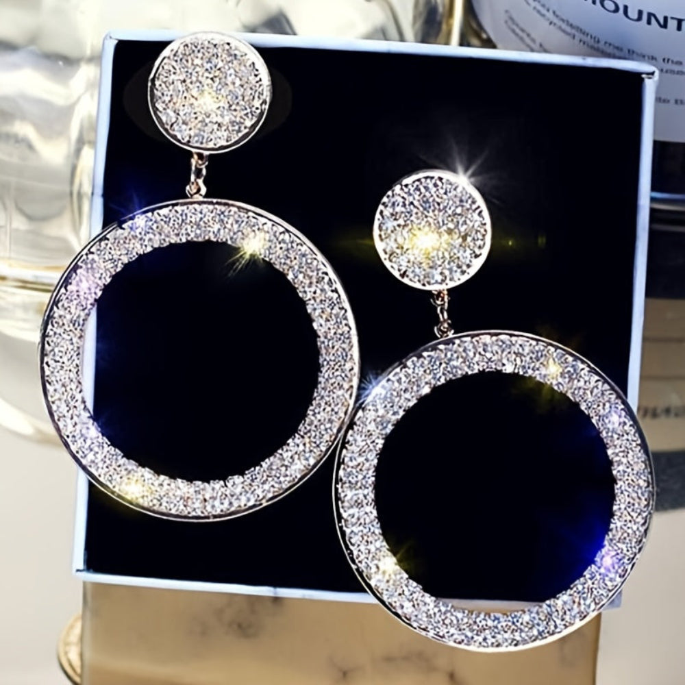 Orecchini regalo per la Festa della Mamma, cerchi dorati con strass, gioielli vistosi | Meowbutter