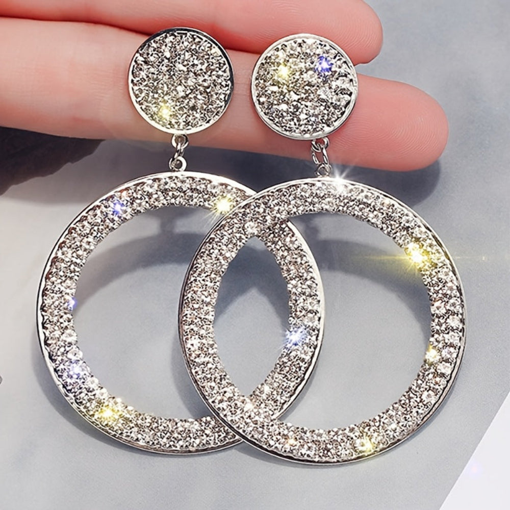 Orecchini regalo per la Festa della Mamma, cerchi dorati con strass, gioielli vistosi | Meowbutter