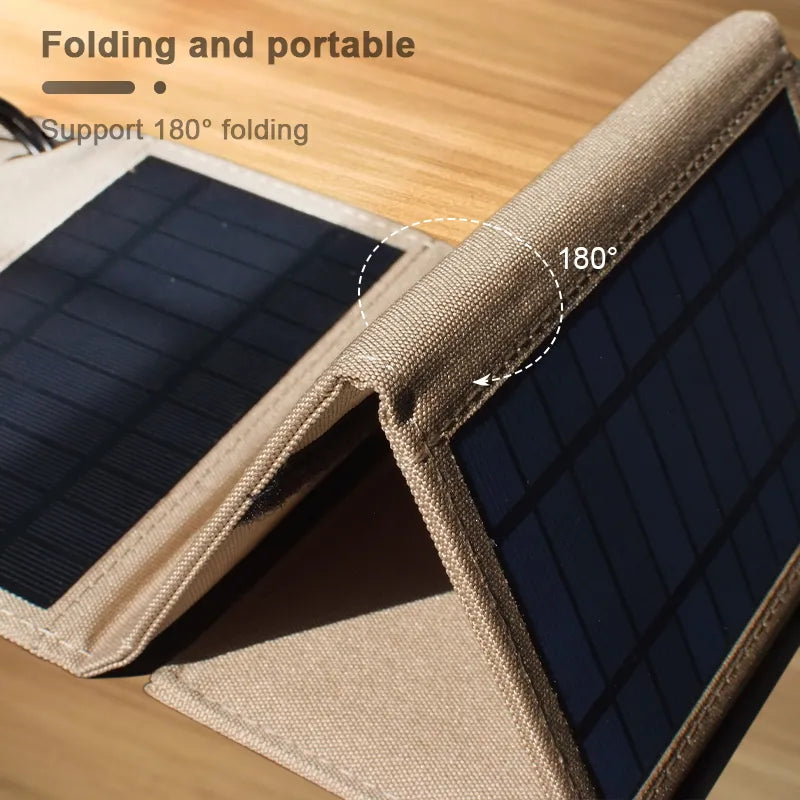 Baterie externă solară pliabilă EcoCharge — Două porturi USB, rating de impermeabilitate IPX4