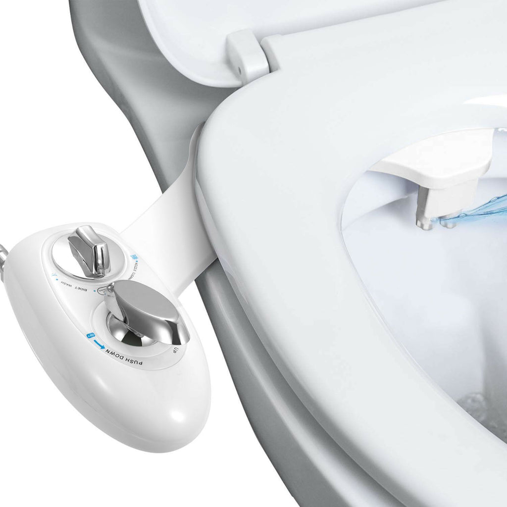 Cold Water Bidet Attachment - Dual Nozzle - Self-Cleaning - Rear & Front Wash - Fits Most Toilets | meowbutter