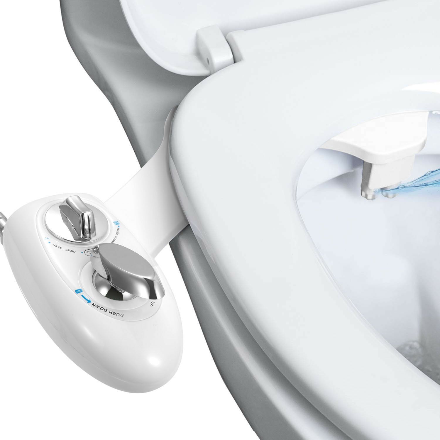 Cold Water Bidet Attachment - Dual Nozzle - Self-Cleaning - Rear & Front Wash - Fits Most Toilets | meowbutter