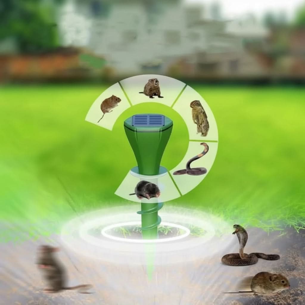 Solar Maulwurfabwehr mit lautloser Vibration für umweltfreundlichen Gartenschutz | meowbutter
