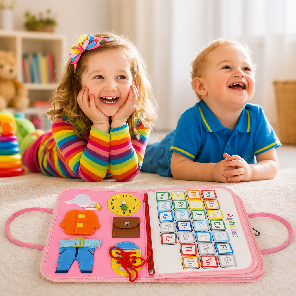 Jucării educative Montessori, tablă de activități pentru copii mici | Meowbutter